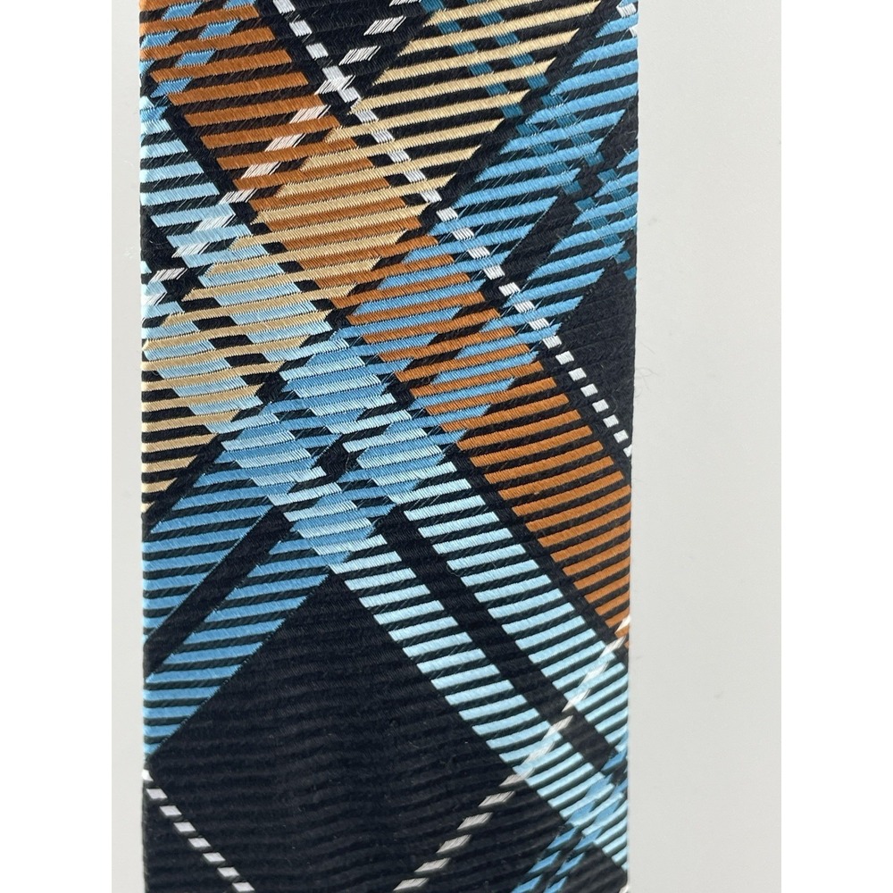 Pronto Uomo Couture Tie Blue Brown Plaid Classic Luxury Mens Dress Necktie Silk